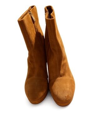 Sam Edelman Tan Suede Mid-Calf Zip Heeled Boots